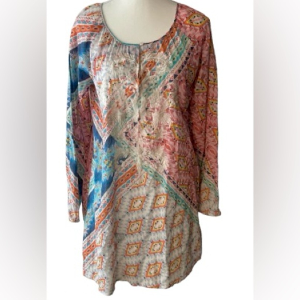 Embroidered Sundance Southwest Aztec XS Tunic Cotton Swimsuit Coverup Boho